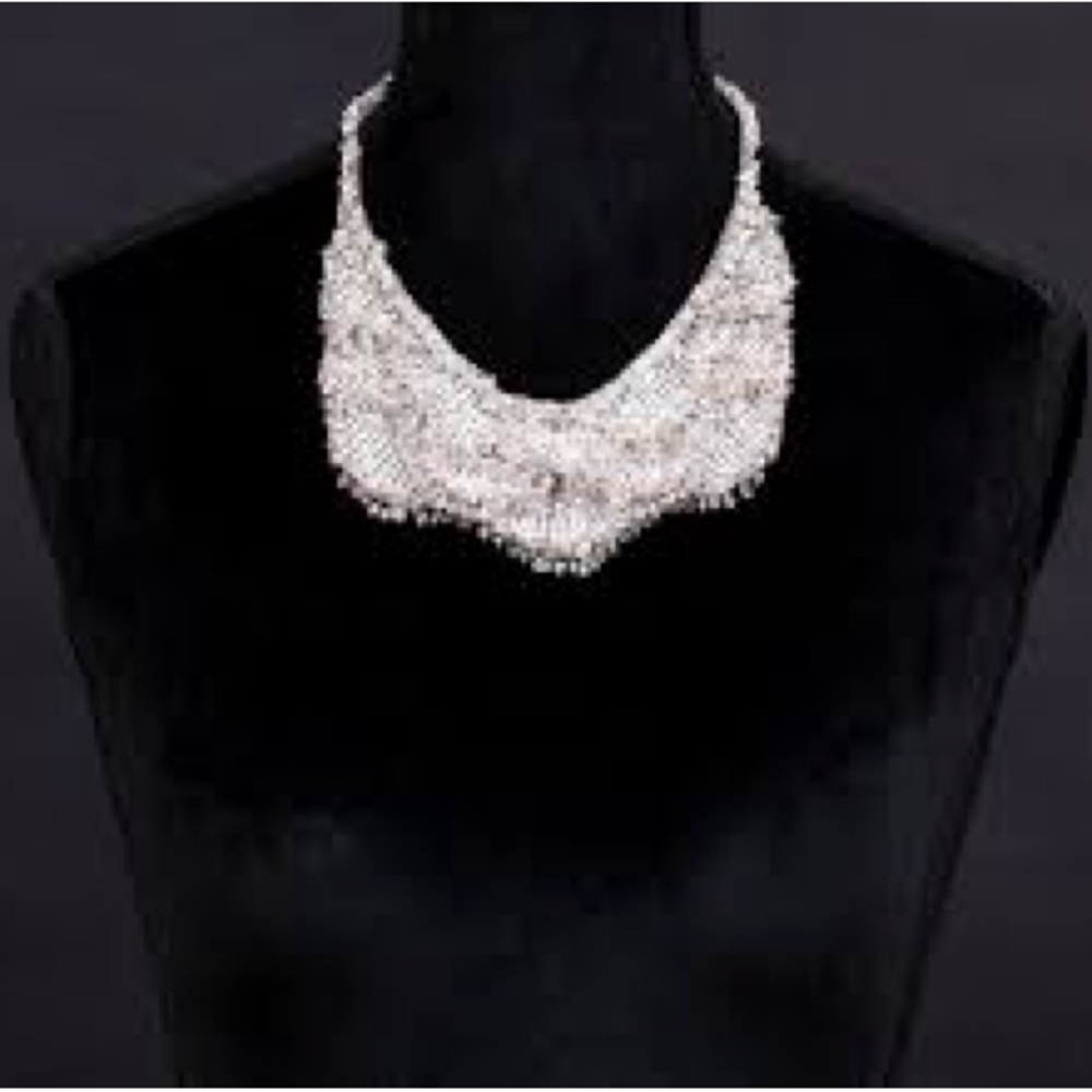Authentic Swarovski Silver Statement Mesh Necklace - image 3